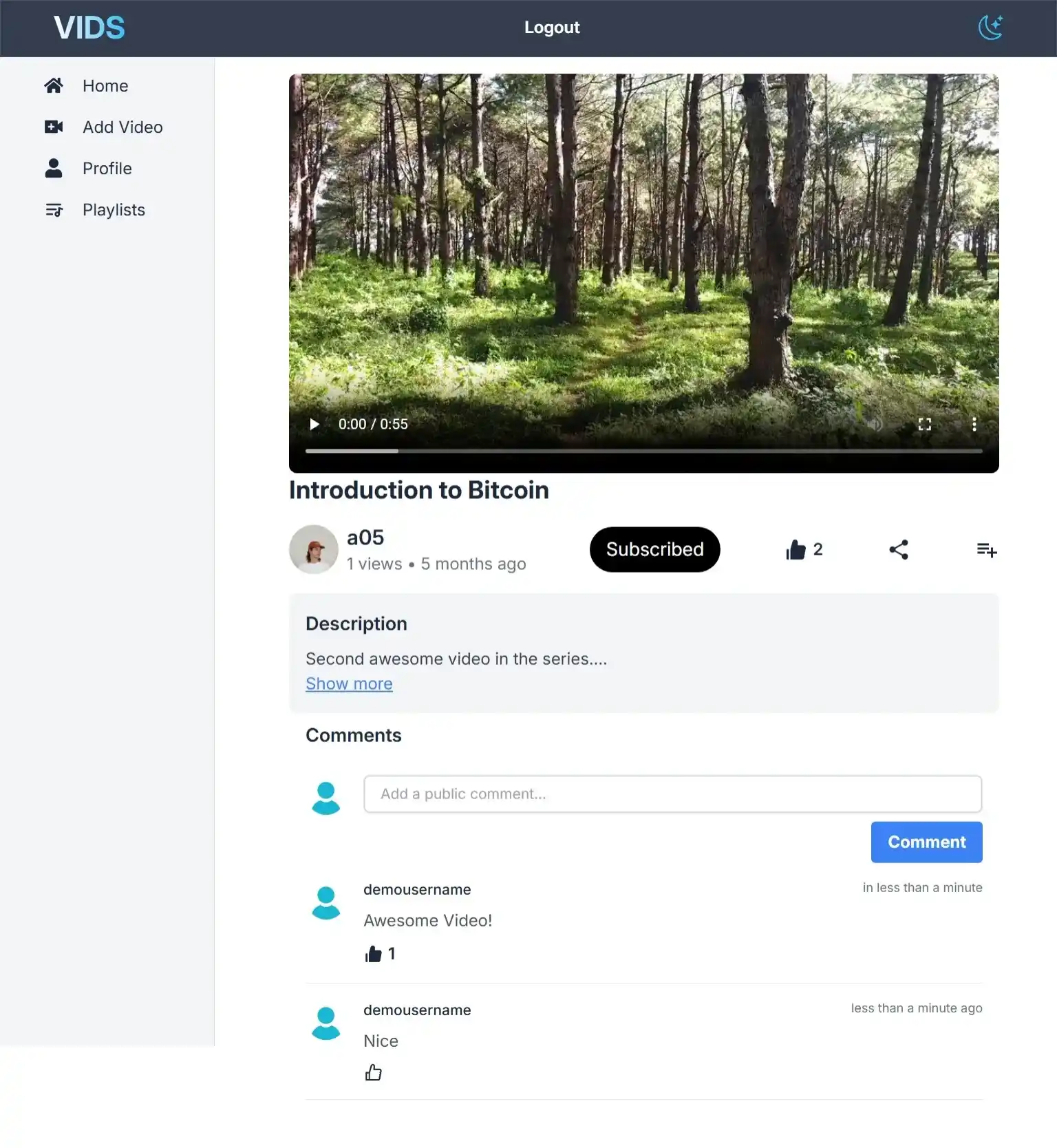 Vids - Video Sharing Website - Screenshot 2